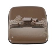 NAMIKAWA YASUYUKI. An unusual small enamel box, Meiji period, of square form with rounded corners,