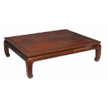 A hardwood corner-leg  kang   table, 20th century  , the panel top set within a rectangular frame,
