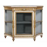 A Victorian white painted and parcel gilt side cabinet  , circa 1860, the variagated white marble