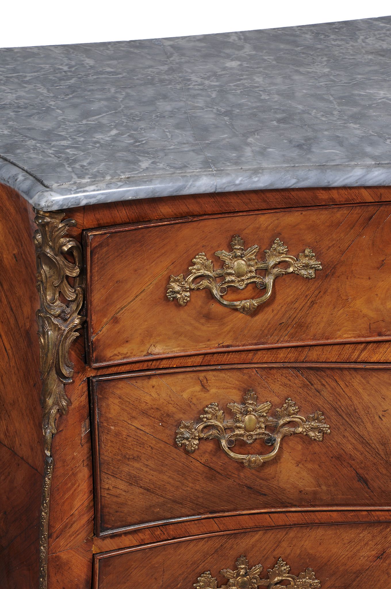 A Dutch walnut and marble mounted serpentine commode, circa 1770  A Dutch walnut and marble - Image 3 of 3