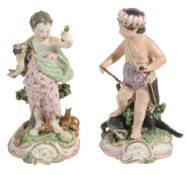 A pair of Derby models of Europa and America from a series of The Continents  A pair of Derby models