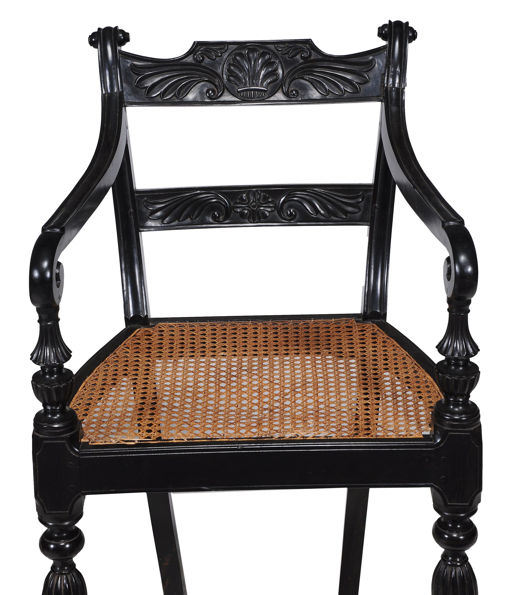 A Ceylonese ebony open armchair, circa 1840  A Ceylonese ebony open armchair,   circa 1840  ,   with - Image 2 of 5
