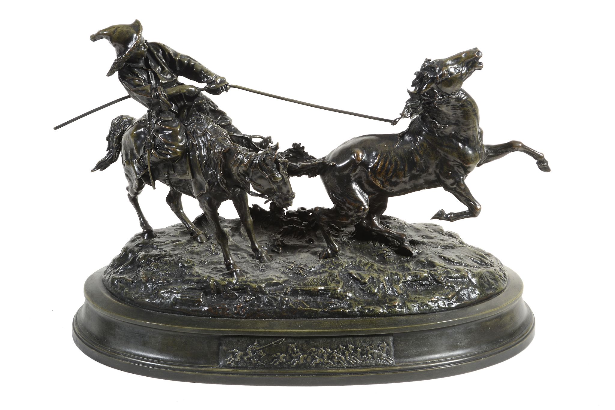 Evgeni Alexandrovich Lanceray , a patinated bronze equestrian group the... Evgeni Alexandrovich