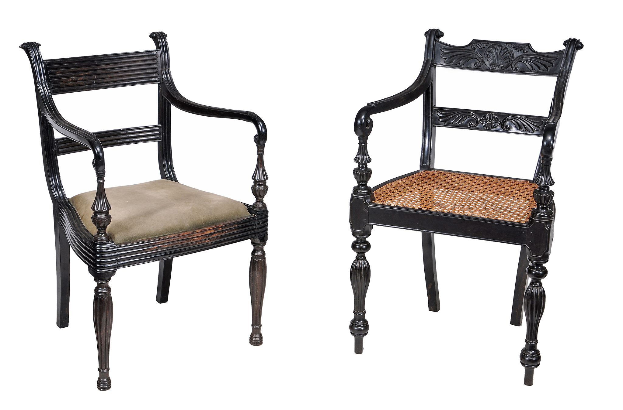 A Ceylonese ebony open armchair, circa 1840  A Ceylonese ebony open armchair,   circa 1840  ,   with - Image 4 of 5