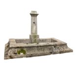 A Bougogne stone wall fountain and basin, 20th century  A Bougogne stone wall fountain and