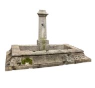 A Bougogne stone wall fountain and basin, 20th century  A Bougogne stone wall fountain and