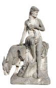 After Pierre Julien, , a sculpted limestone group of Amalthea and Jupiter  After Pierre Julien, (