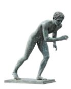 Giovanni Varlese, , a Neapolitan patinated bronze model of a running youth  Giovanni Varlese, (