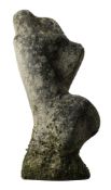 A French carved limestone abstract sculptural form representing a female nude  A French carved