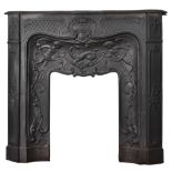 A French cast iron chimneypiece in 'Pompadour' Rococo style, 19th century  A French cast iron