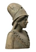 A Continental sculpted terracotta bust of Pallas Athena  A Continental sculpted terracotta bust of