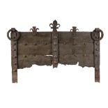 An extremely rare French wrought iron fireback, early 16th century  An extremely rare French wrought