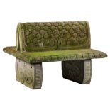 An unusual Continental carved limestone double sided garden bench  An unusual Continental carved