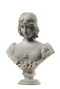 Joseph Frugoni, , a sculpted marble bust of a maiden  Joseph Frugoni, (Italian, fl. late 19th