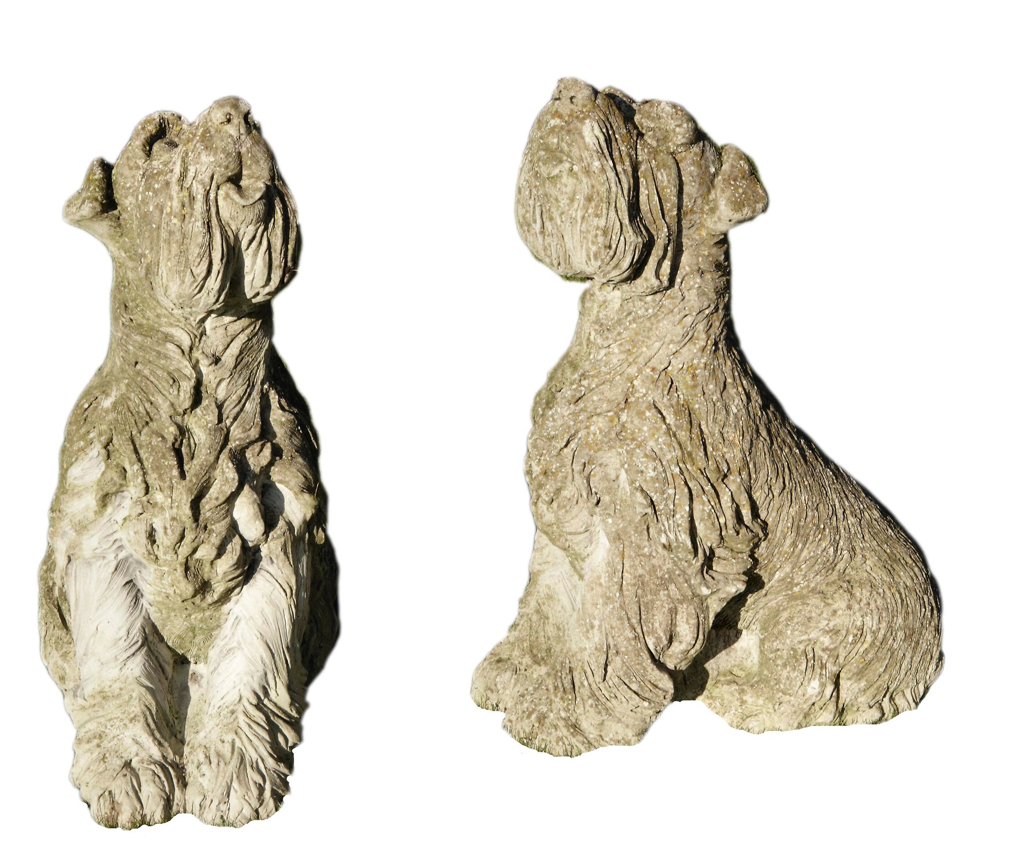 A pair of stone composition garden models of terriers , 20th century  A pair of stone composition