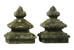 A pair of French limestone pier or gatepost finials, 19th century  A pair of French limestone pier