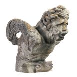 A Continental sculpted limestone fountainhead carved as the stylised head of...  A Continental