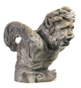 A Continental sculpted limestone fountainhead carved as the stylised head of...  A Continental