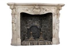 A very fine Continental sculpted white marble chimneypiece, 19th century  A very fine Continental