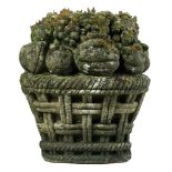 A French carved limestone fruit basket, 18th century  A French carved limestone fruit basket,   18th