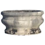 A French carved Bourgogne stone planter, 19th century, of oval section  A French carved Bourgogne