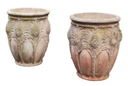 A set of three stone composition planters, 20th century, of circular section  A set of three stone
