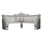 A carved limestone exedra seat, 20th century  A carved limestone exedra seat,   20th century, with