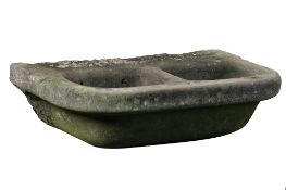 A French shaped limestone double basin, 19th century  A French shaped limestone double basin,   19th