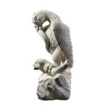 A sculpted Carrara marble fountain modelled as an eagle grasping a serpent  A sculpted Carrara