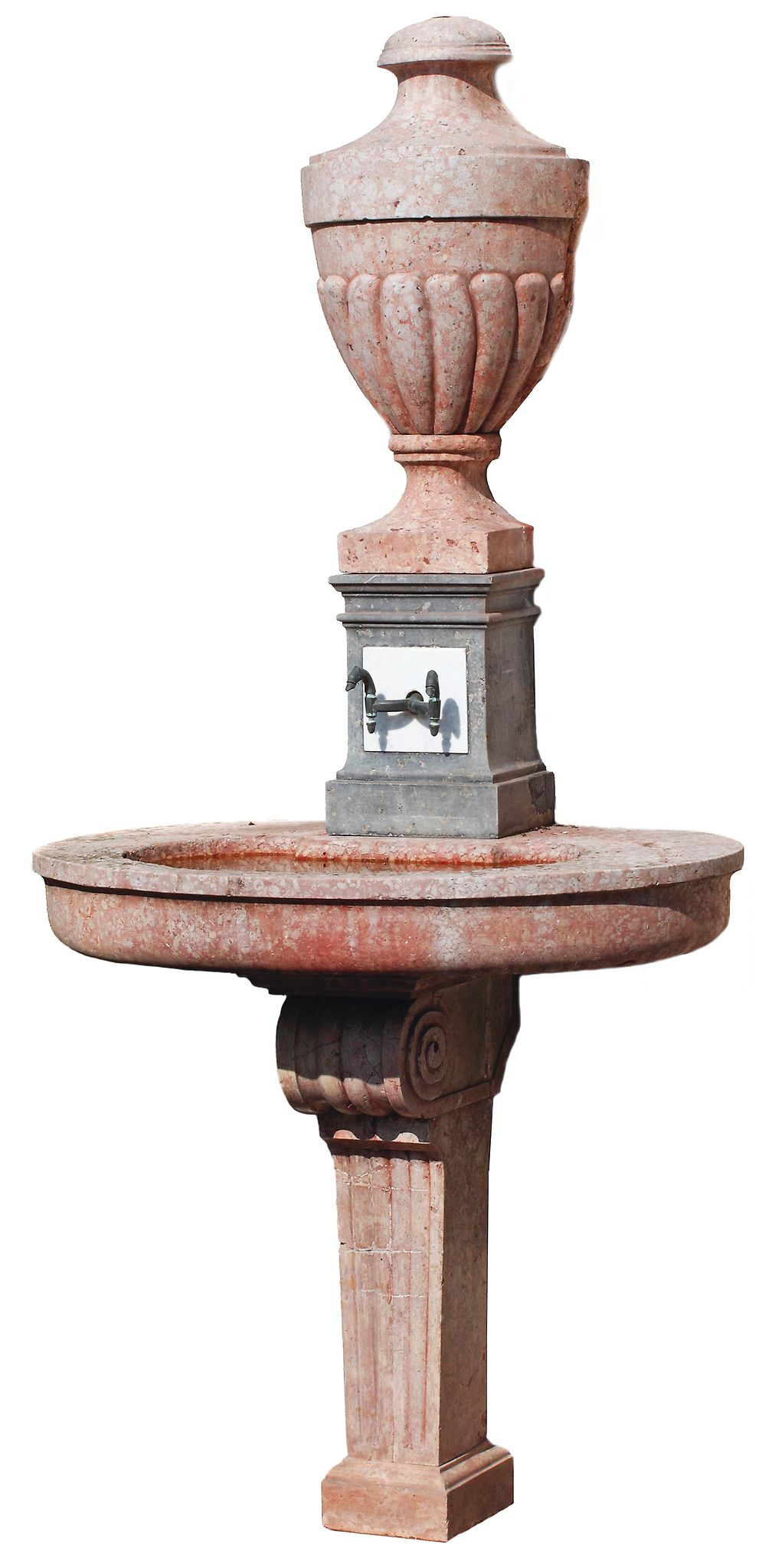 An Italian sculpted marmo brocatello wall fountain, 18th century  An Italian sculpted  marmo