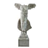 A sculpted marble figure of a winged female Victory, a Nike  A sculpted marble figure of a winged