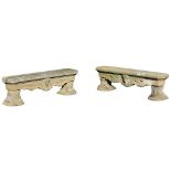 A pair of Dutch carved sandstone garden benches in Regence style , circa 1740  A pair of Dutch