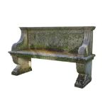 A carved limestone garden seat, 20th century  A carved limestone garden seat,   20th century, the
