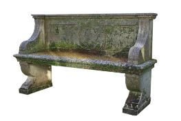 A carved limestone garden seat, 20th century  A carved limestone garden seat,   20th century, the