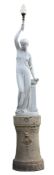 A French white painted cast iron figural torchere, late 19th century, by the J  A French white