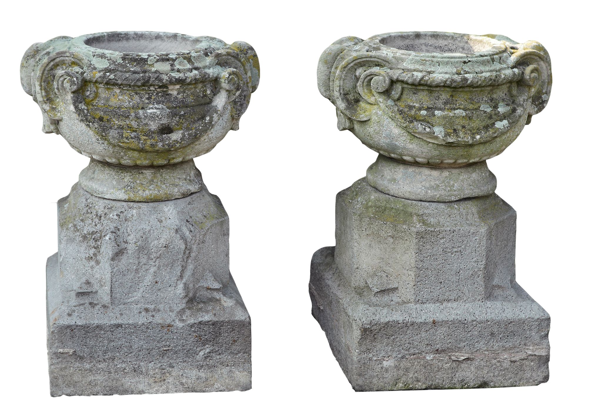 A pair of Continental carved sandstone planters, 18th century  A pair of Continental carved