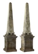 A pair of Continental limestone obelisks, 20th century  A pair of Continental limestone