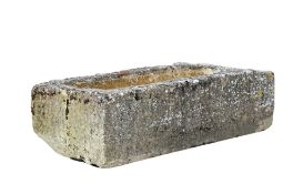 A French rough hewn limestone trough, 19th century, or rectangular form  A French rough hewn