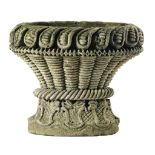 A carved limestone planter, probably French, late 18th century  A carved limestone planter,