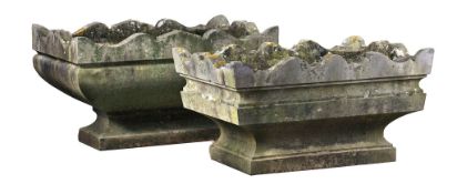 A near pair of carved Bourgogne stone planters, late 19th century  A near pair of carved Bourgogne