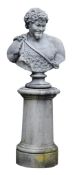 A Continental stone composition bust of Pan , after Massimiliano Soldani-Benzi  A Continental