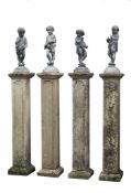 A set of four English lead models of putti allegorical of the Four Seasons  A set of four English