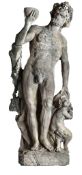 A monumental and impressive Italian sculpted limestone group of Bacchus with...  A monumental and