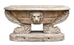 A sculpted white marble basin in the Renaissance style, 20th century  A sculpted white marble