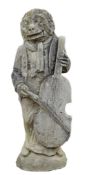 An Italian sculpted limestone model of a monkey musician  An Italian sculpted limestone model of a