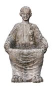 A carved limestone figural seat modelled as a goddess in the ancient Greek...  A carved limestone