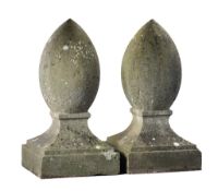 A pair of large carved Bourgogne stone stylised acorn finials, 19th century  A pair of large
