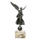An Italian patinated bronze model of a winged Victory, late 19th century  An Italian patinated