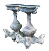 A pair of Continental zinc planters on stands, late 19th century  A pair of Continental zinc