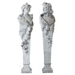 Follower of James Pradier , a pair of Continental sculpted white marble herm...  Follower of James